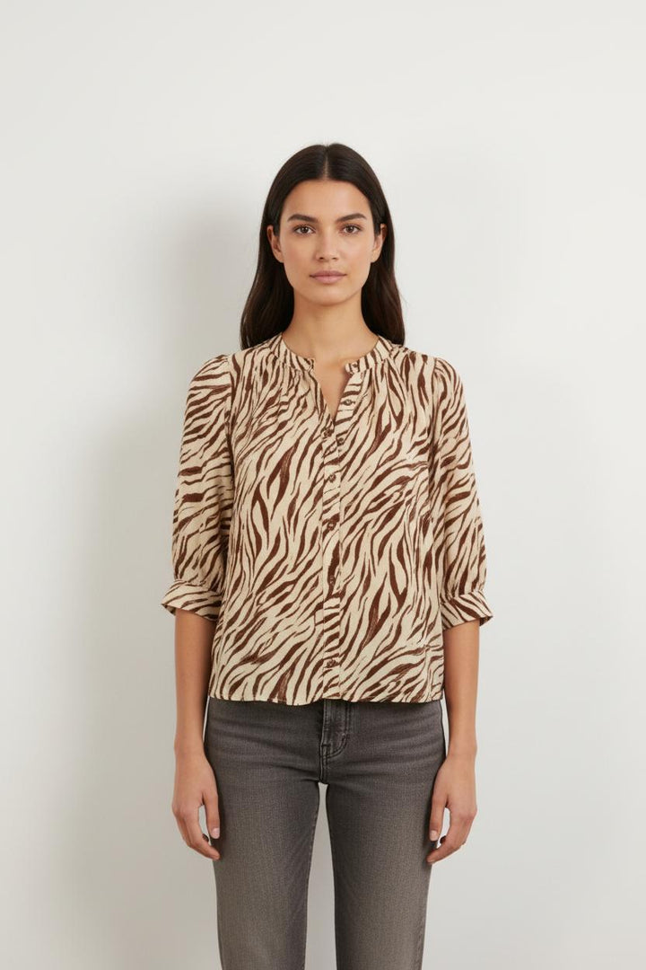 Blouse Beige et Marron - Taille S/36