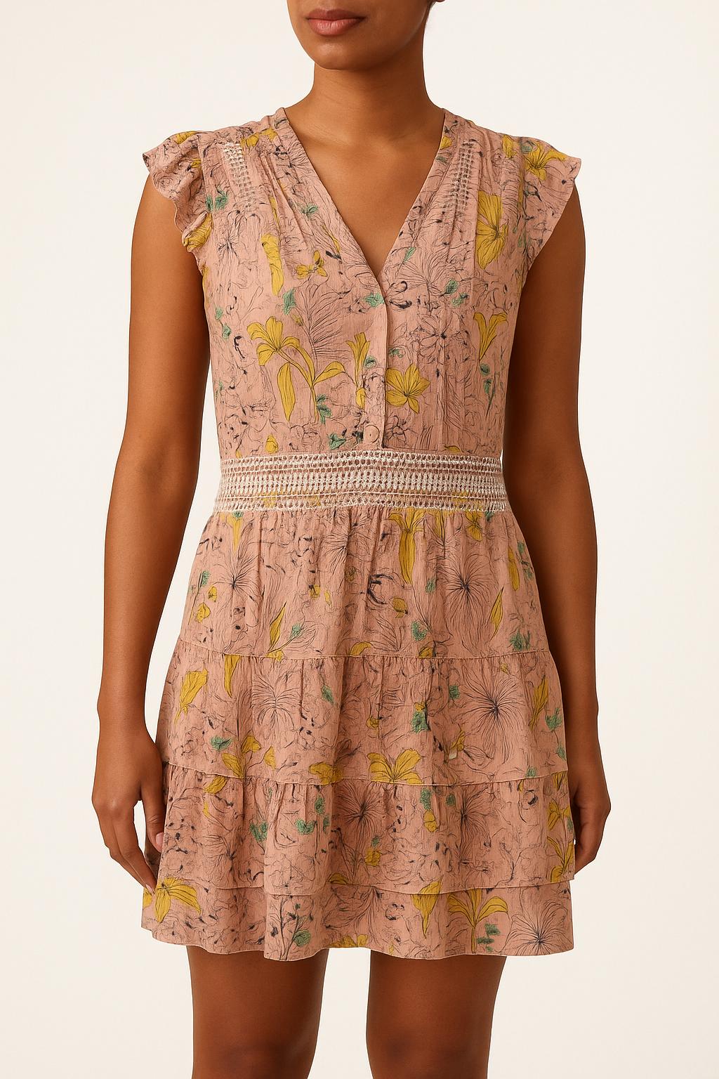 Robe Volantée Rose et Jaune - Taille M/38 de la marque Bérénice | PARAD50118 - Vendu par Paradigme - Image 1