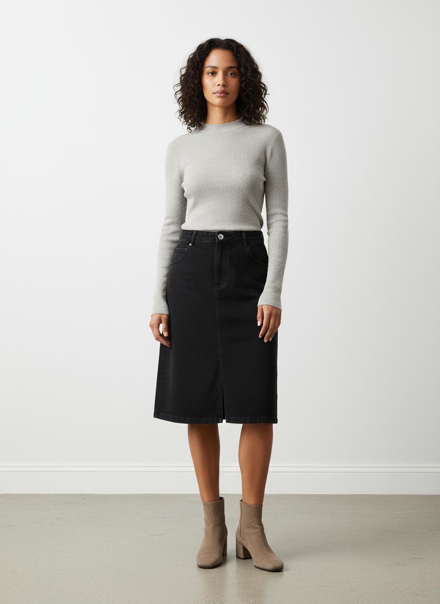 Jupe en Jean Noire - Taille XL/42