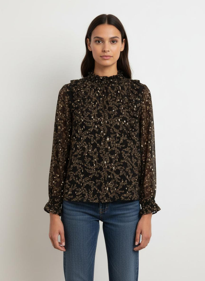 Blouse Noire et Dorée - Taille S/36