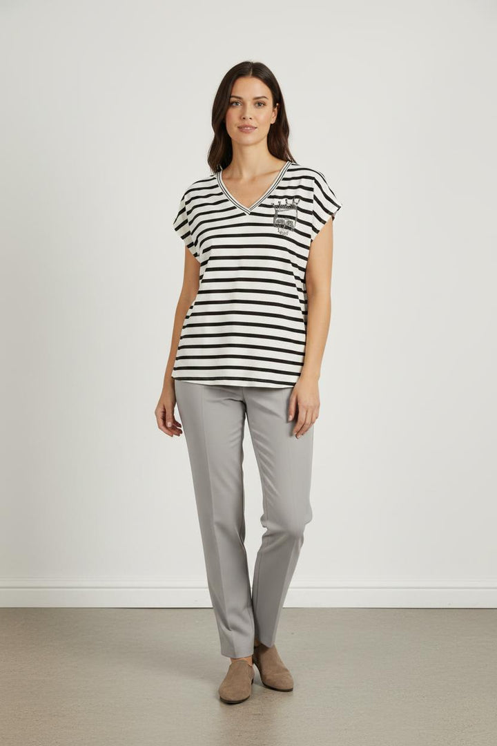 Tee-shirt Rayé Noir et Blanc - Taille XL/42
