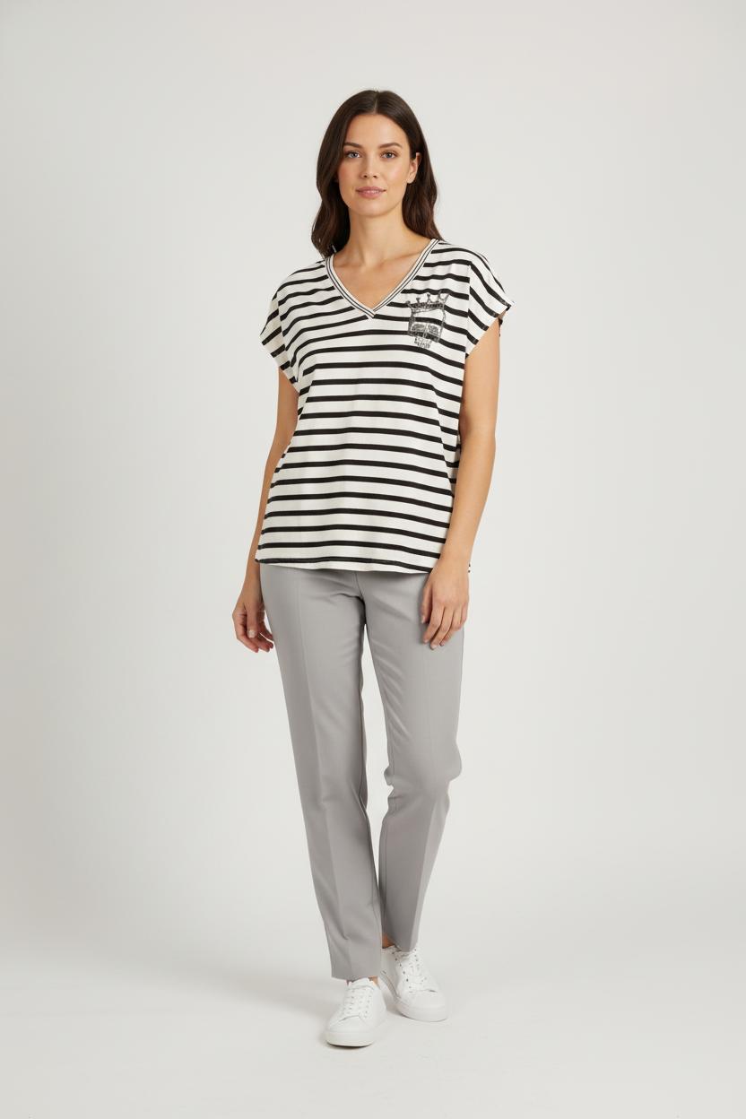Tee-shirt Rayé Noir et Blanc - Taille XL/42 de la marque IKKS | PARAD50161 - Vendu par Paradigme - Image 1