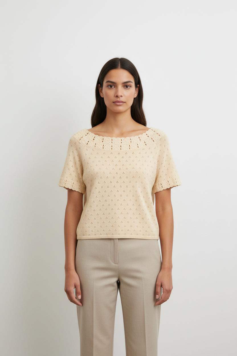 Pull Manche Courte Beige - Taille L/40
