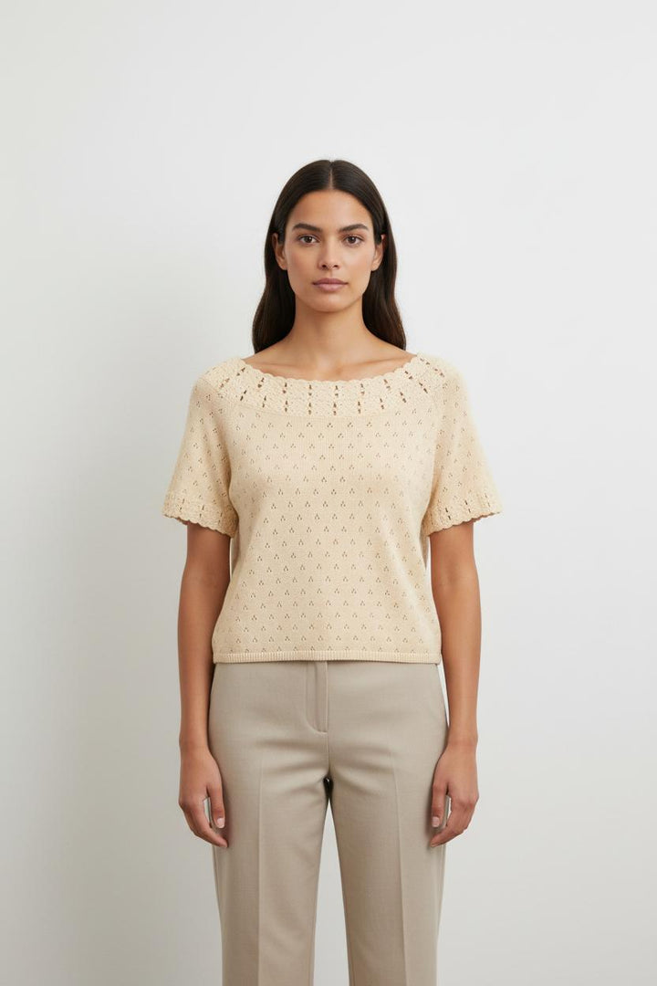 Pull Manche Courte Beige - Taille L/40