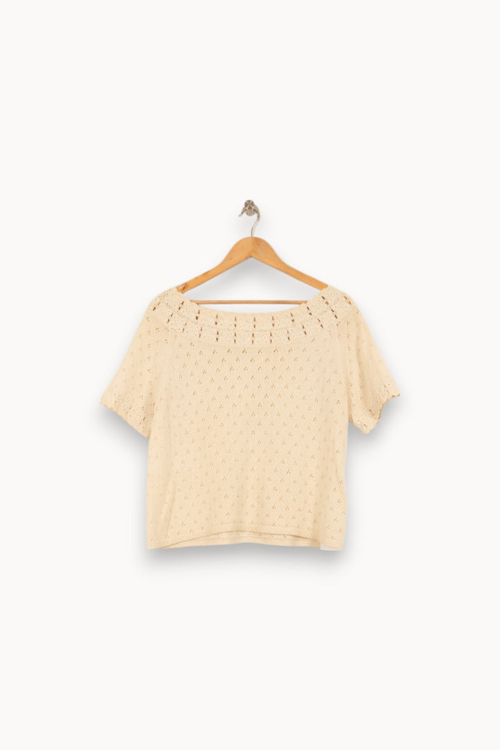 Pull Manche Courte Beige - Taille L/40