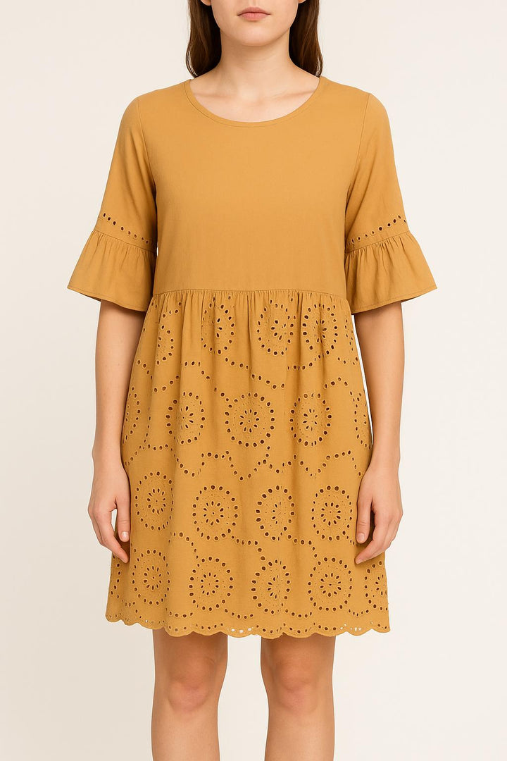 Robe Brodée Marron - Taille M/38 de la marque La Fée Maraboutée | PARAD50208 - Vendu par Paradigme - Image 1