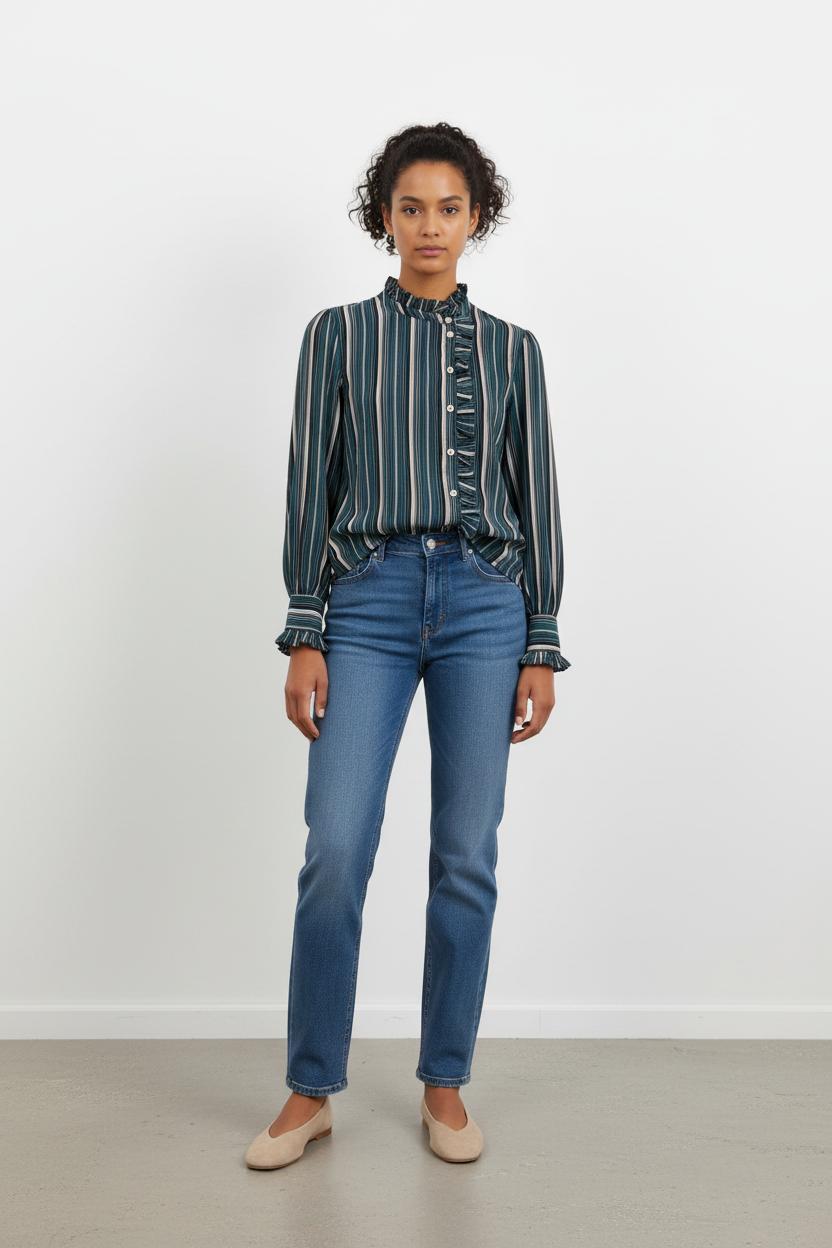 Chemisier Rayé Bleu et Blanc - Taille M/38