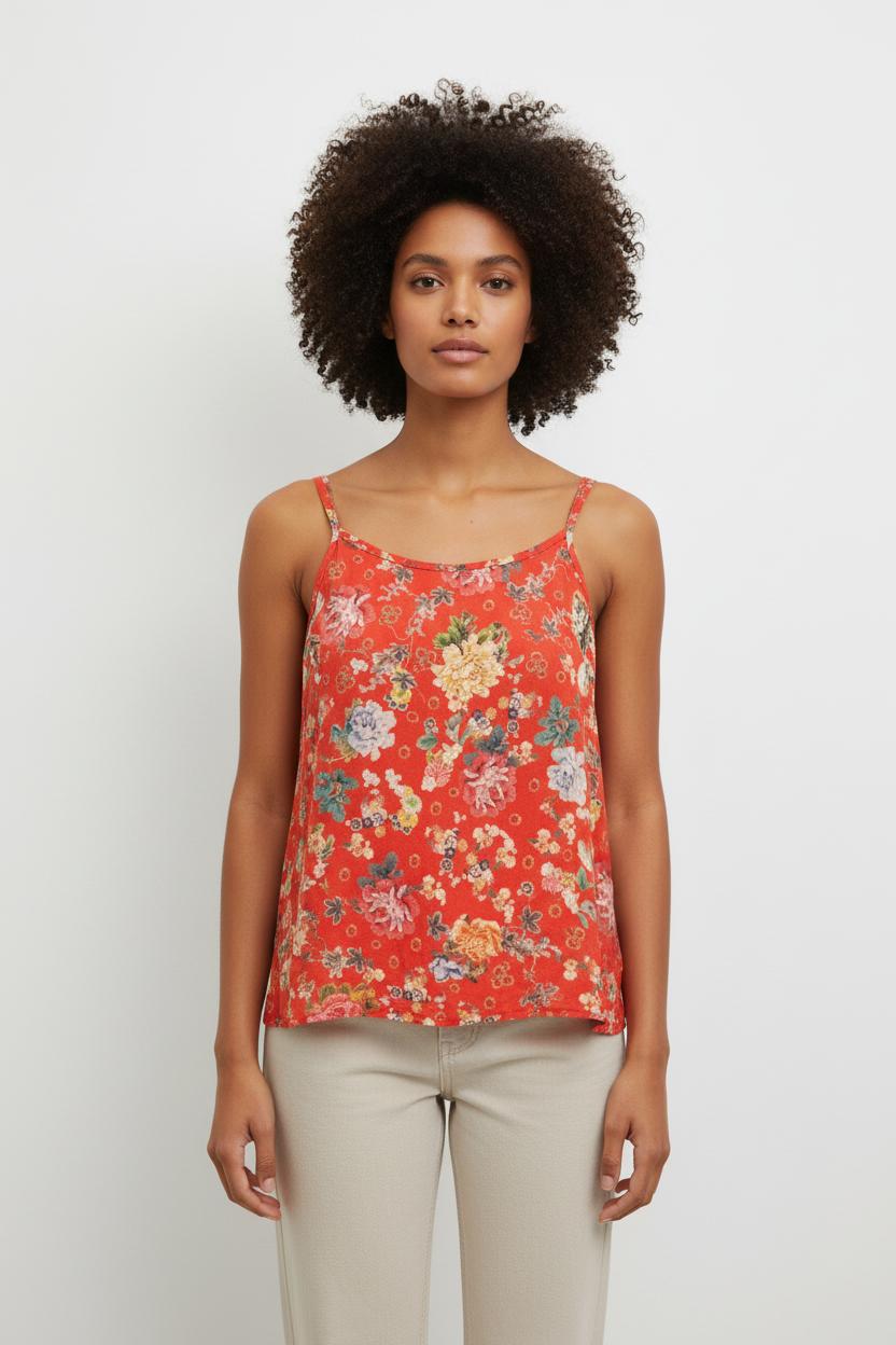 Débardeur Rouge à Fleurs - Taille M/38