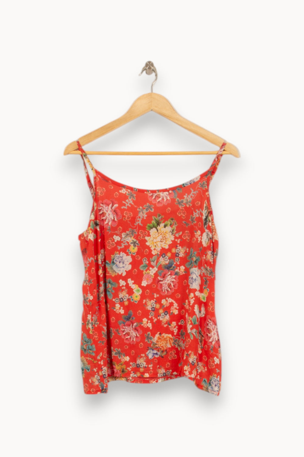 Débardeur Rouge à Fleurs - Taille M/38 de la marque La Fée Maraboutée | PARAD50244 - Vendu par Paradigme - Image 2