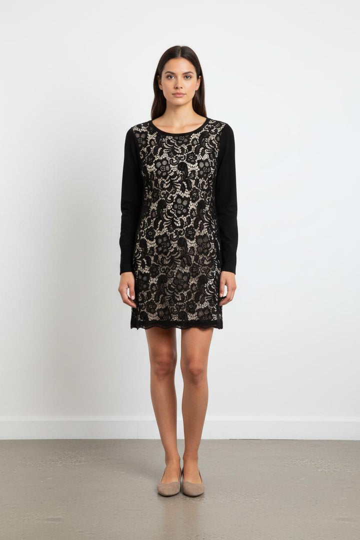 Robe En Dentelle Noire et Beige - Taille M/38