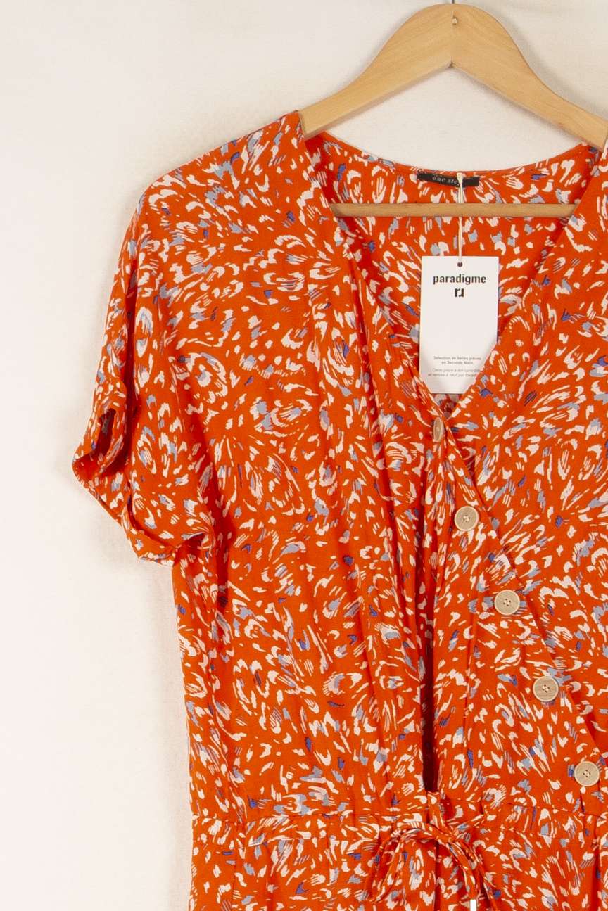 Robe Courte Orange et Blanche - Taille M/38 de la marque One Step | PARAD50247 - Vendu par Paradigme - Image 3