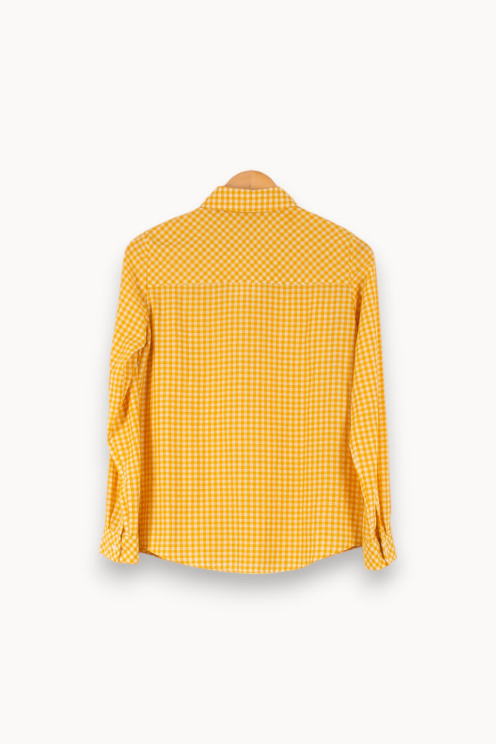 Chemise à Carreaux Jaune et Blanche - Taille S/36 de la marque Caroll | PARAD50273 - Vendu par Paradigme - Image 4