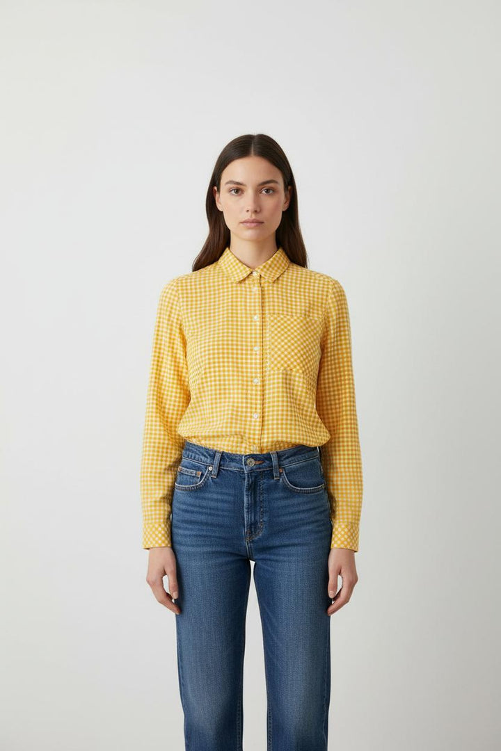 Chemise à Carreaux Jaune et Blanche - Taille S/36