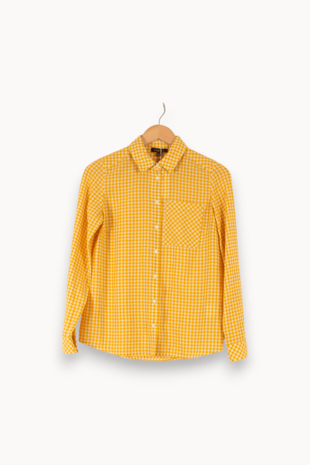 Chemise à Carreaux Jaune et Blanche - Taille S/36 de la marque Caroll | PARAD50273 - Vendu par Paradigme - Image 2