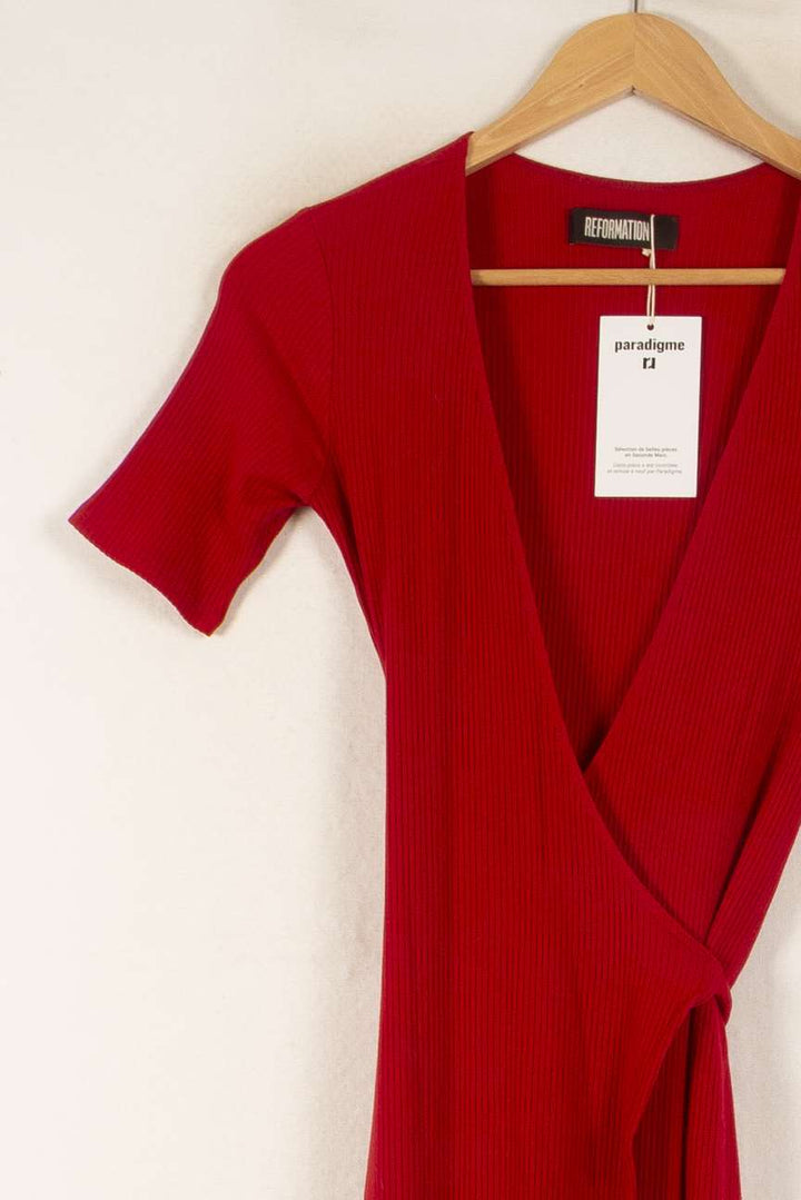 Robe Portefeuille Rouge - Taille XS/34 de la marque Reformation | PARAD50283 - Vendu par Paradigme - Image 3