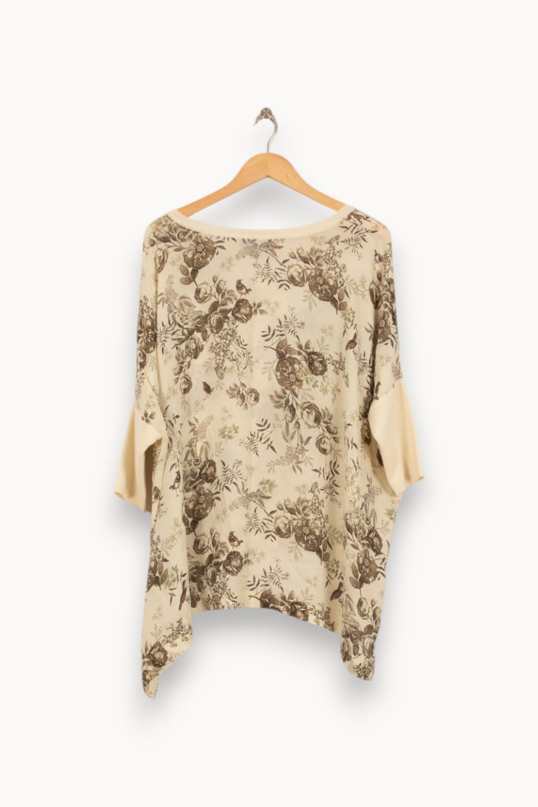 Poncho Beige à Motifs Floraux - Taille L/40