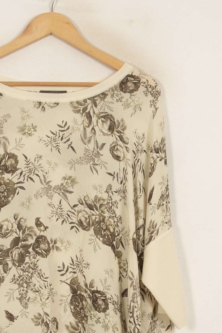 Poncho Beige à Motifs Floraux - Taille L/40