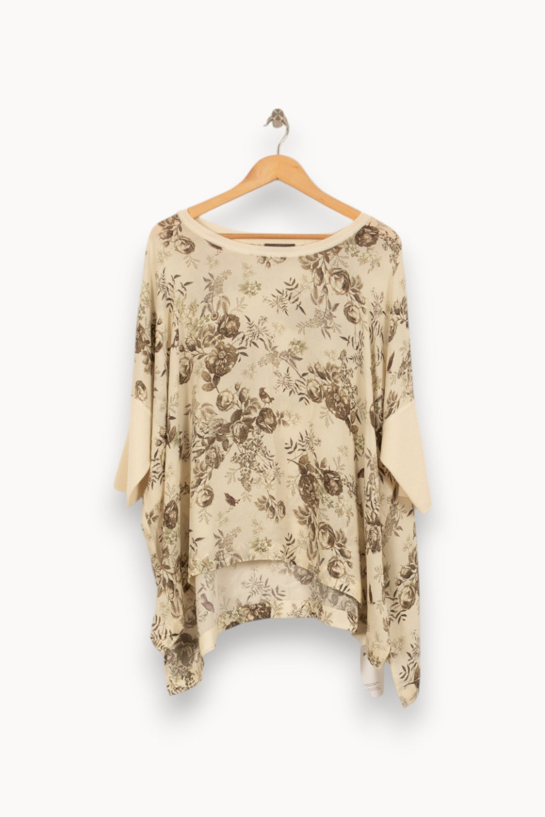Poncho Beige à Motifs Floraux - Taille L/40