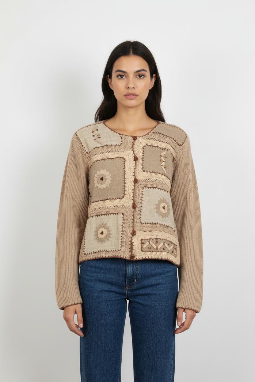 Cardigan Beige et Marron - Taille S/36