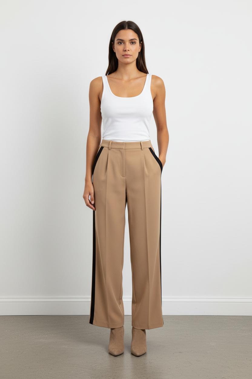 Pantalon Large Beige et Noir - Taille M/38