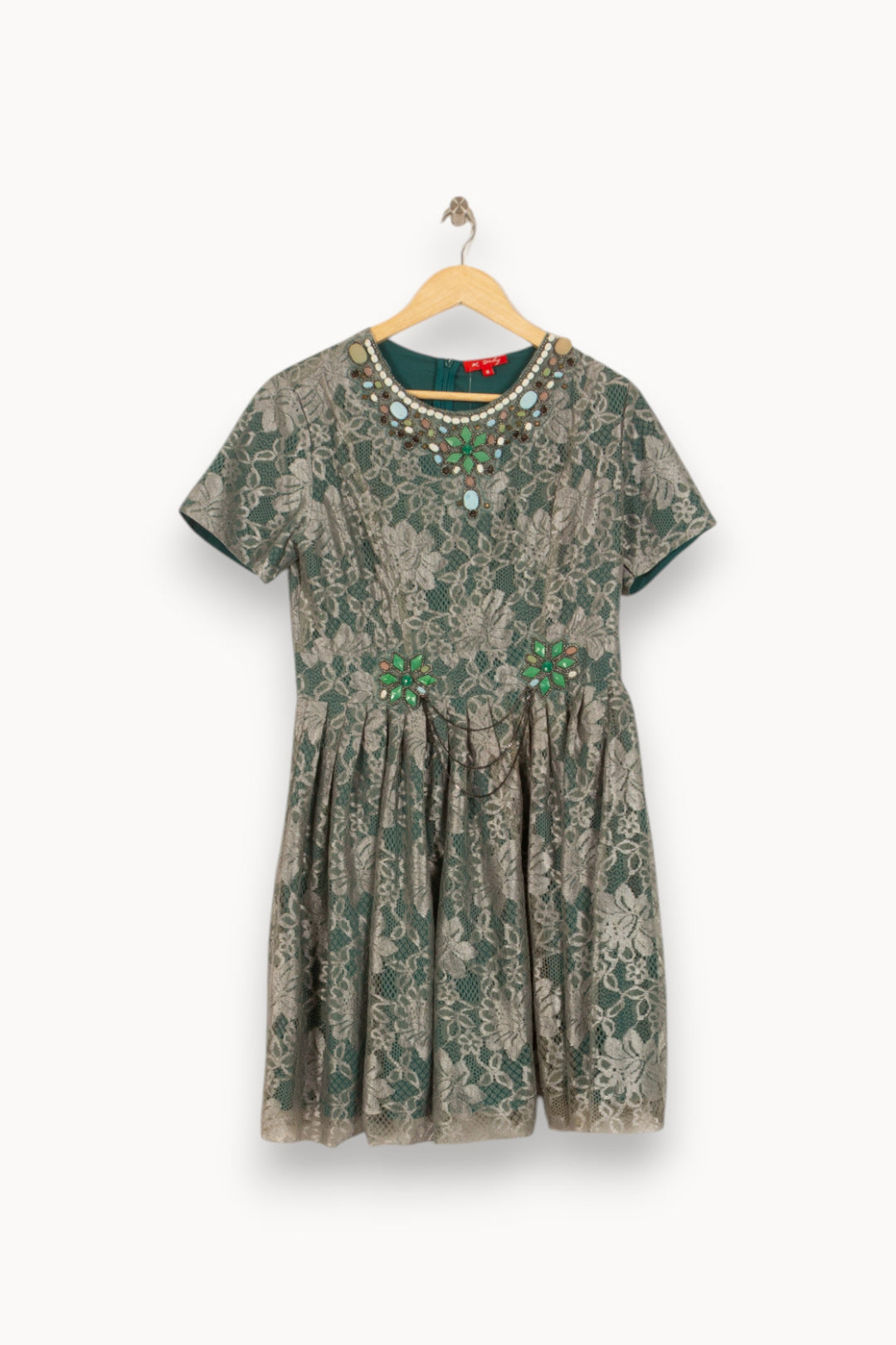 Robe Courte Verte et Beige - Taille M/38