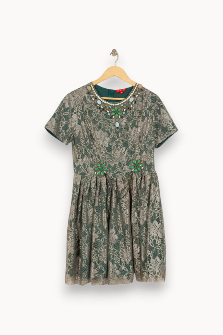 Robe Courte Verte et Beige - Taille M/38