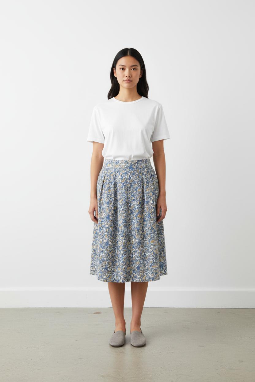 Jupe Midi Bleue et Blanche - Taille S/36