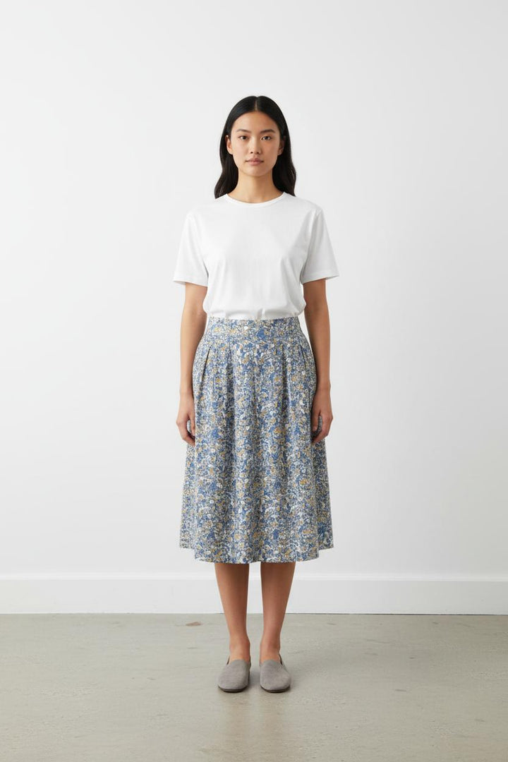 Jupe Midi Bleue et Blanche - Taille S/36