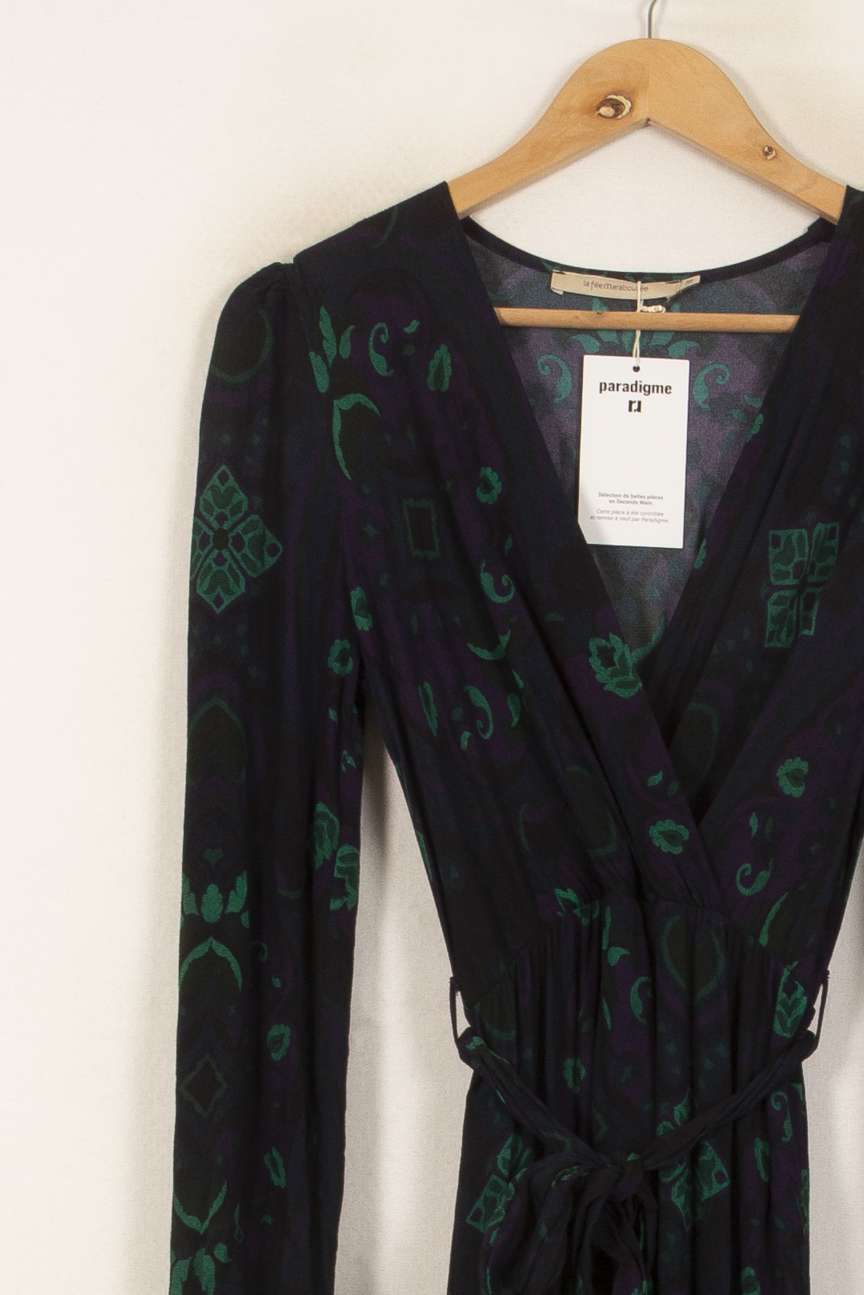 Robe Longue Noire et Verte - Taille M/38 de la marque La Fée Maraboutée | PARAD50405 - Vendu par Paradigme - Image 3