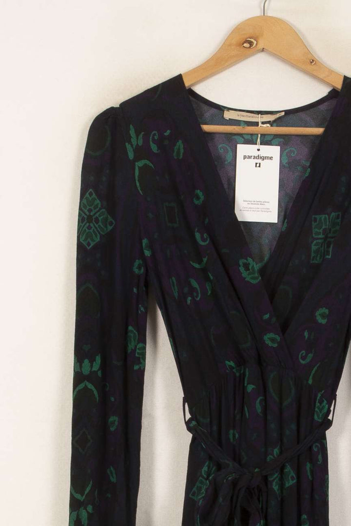 Robe Longue Noire et Verte - Taille M/38 de la marque La Fée Maraboutée | PARAD50405 - Vendu par Paradigme - Image 3