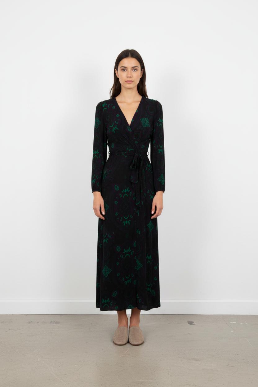 Robe Longue Noire et Verte - Taille M/38