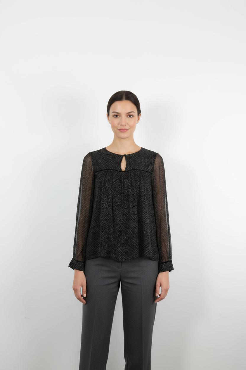 Blouse Noire à Pois - Taille S/36