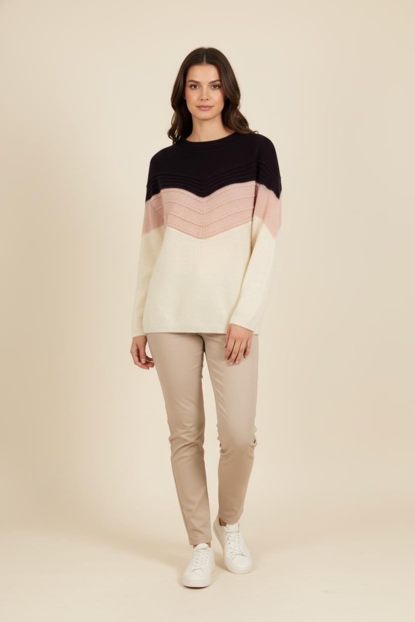 Pull Noir Rose et Écru - Taille XL/42 de la marque One Step | PARAD50475 - Vendu par Paradigme - Image 1