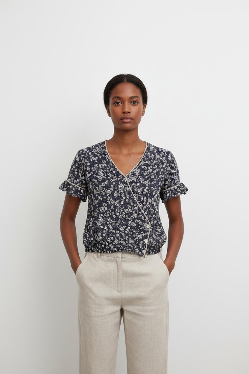 Blouse Bleu et Blanc - Taille S/36