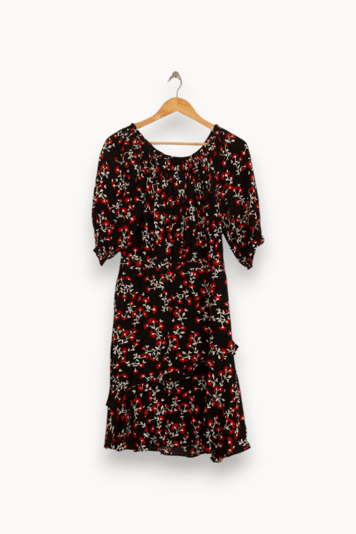 Robe Fleurie Noire et Rouge - Taille M/38 de la marque Gerard Darel | PARAD50507 - Vendu par Paradigme - Image 2