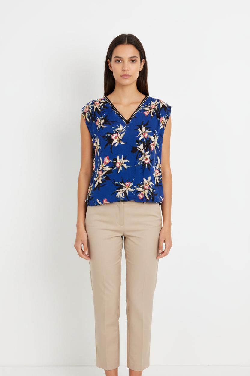 Blouse Bleue et Blanche - Taille XS/34