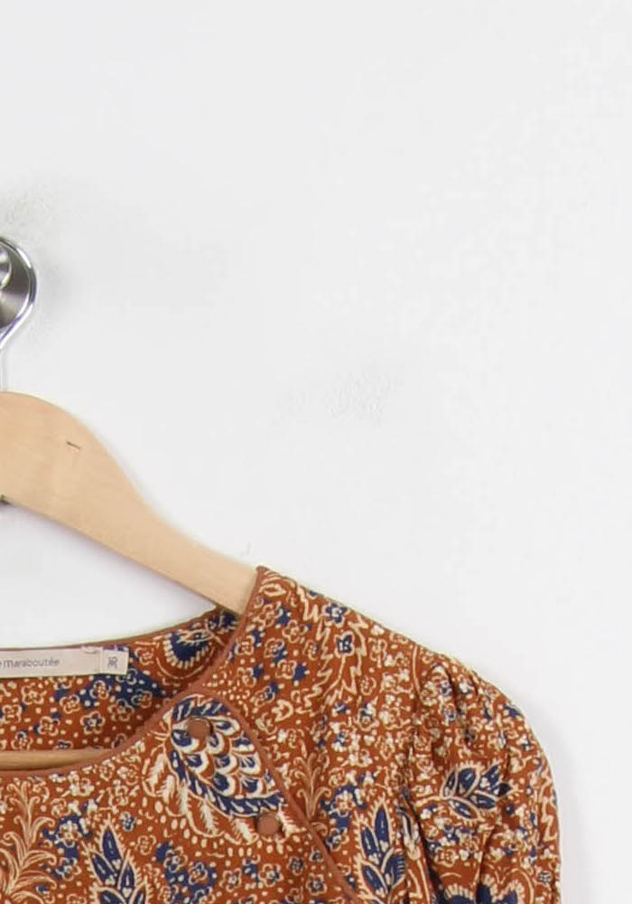 Robe Courte Marron et Bleue - Taille L/40 de la marque La Fée Maraboutée | PARAD50527 - Vendu par Paradigme - Image 3