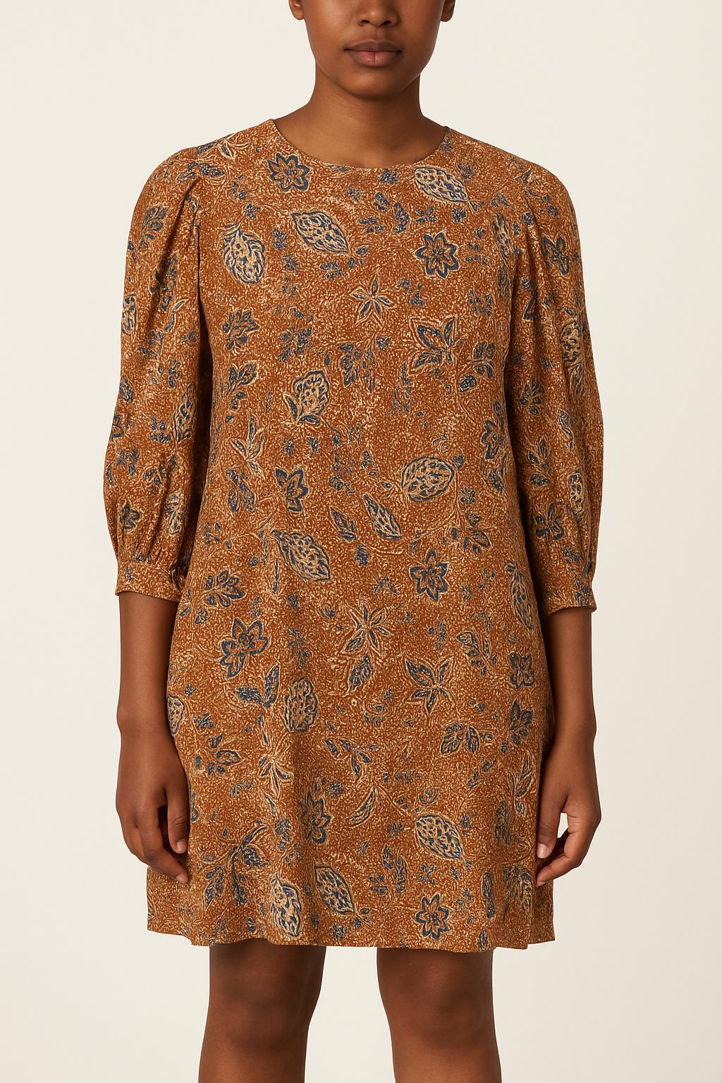 Robe Courte Marron et Bleue - Taille L/40 de la marque La Fée Maraboutée | PARAD50527 - Vendu par Paradigme - Image 1