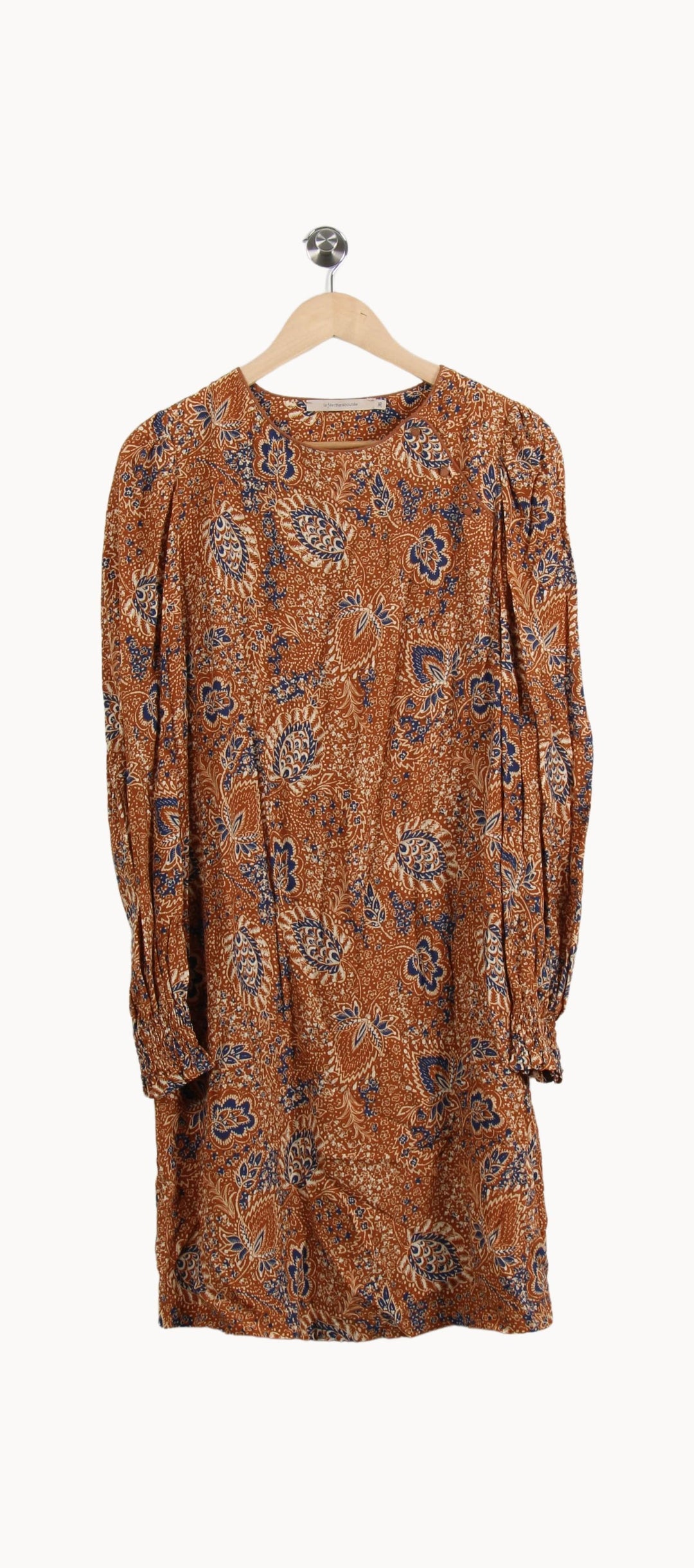 Robe Courte Marron et Bleue - Taille L/40 de la marque La Fée Maraboutée | PARAD50527 - Vendu par Paradigme - Image 2