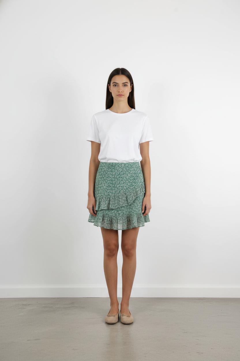 Jupe Volantée Verte et Blanche - Taille L/40