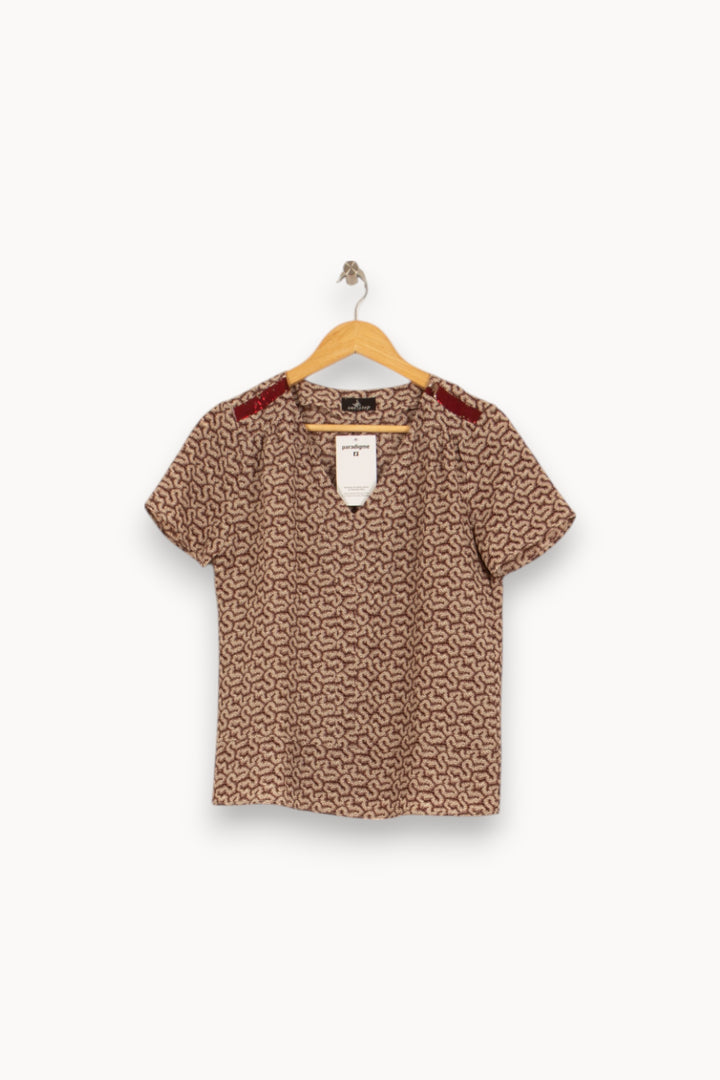Blouse Marron et Rouge - Taille M/38 de la marque One Step | PARAD50535 - Vendu par Paradigme - Image 2