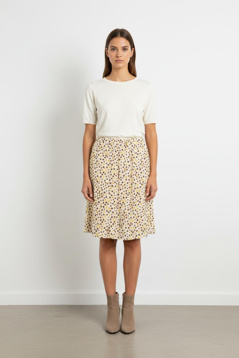 Jupe Plissée Beige et Marron - Taille M/38