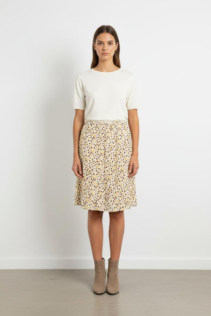 Jupe Plissée Beige et Marron - Taille M/38