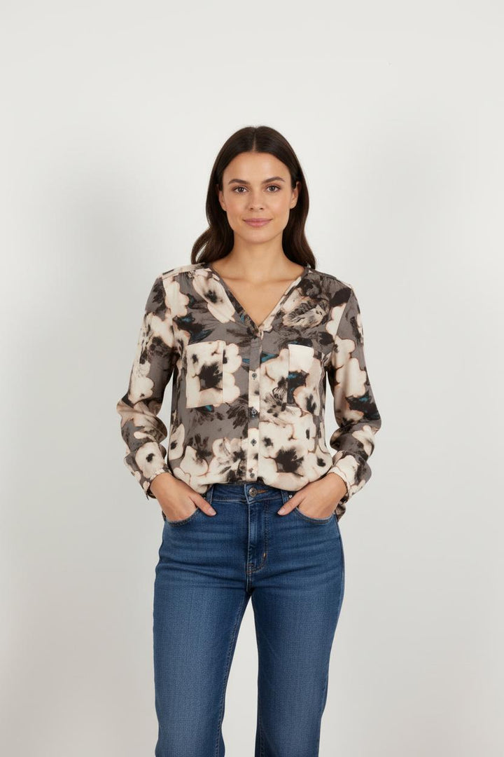 Blouse Beige et Noire - Taille M/38