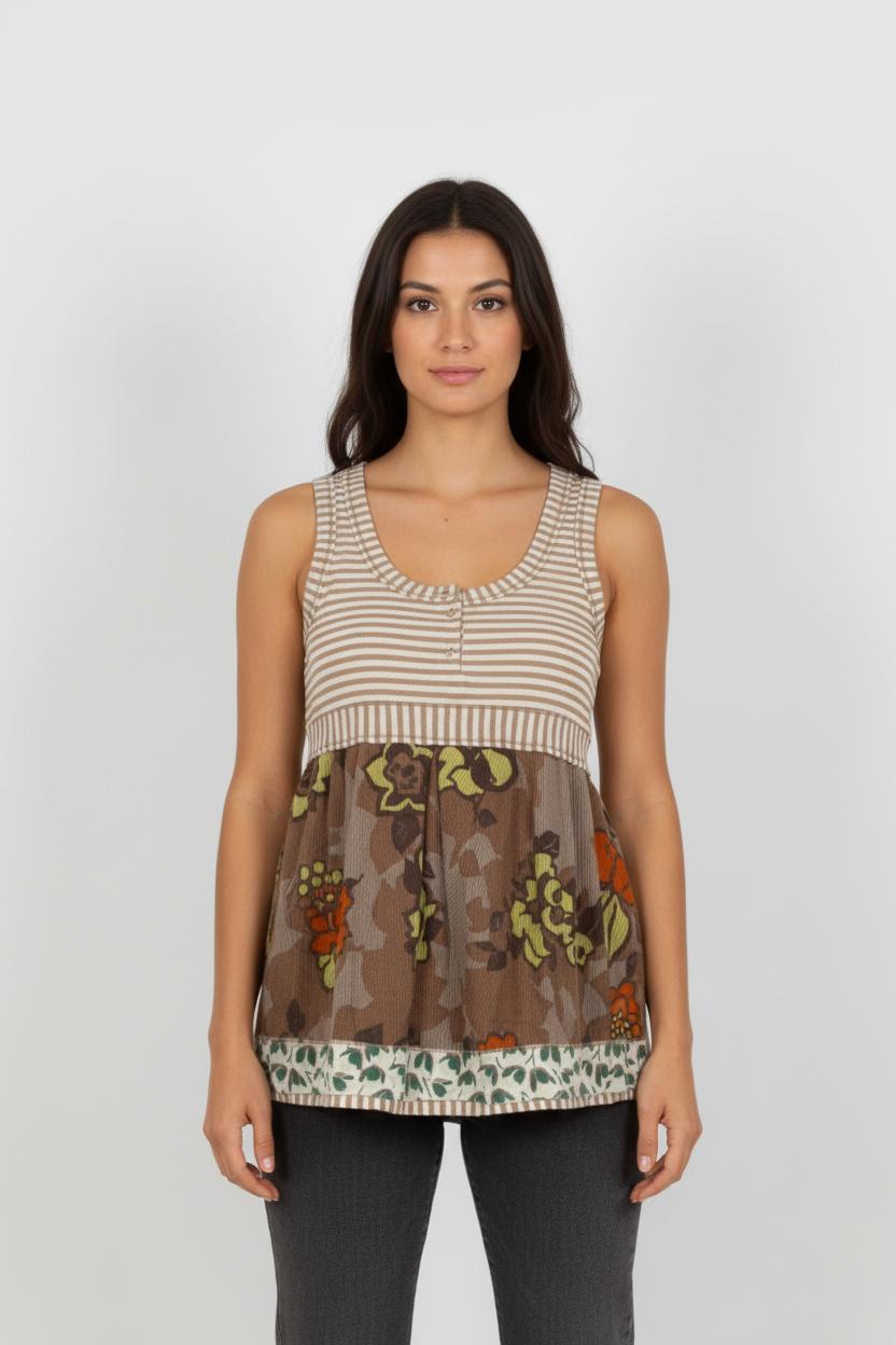 Blouse Beige et Marron - Taille XL/42