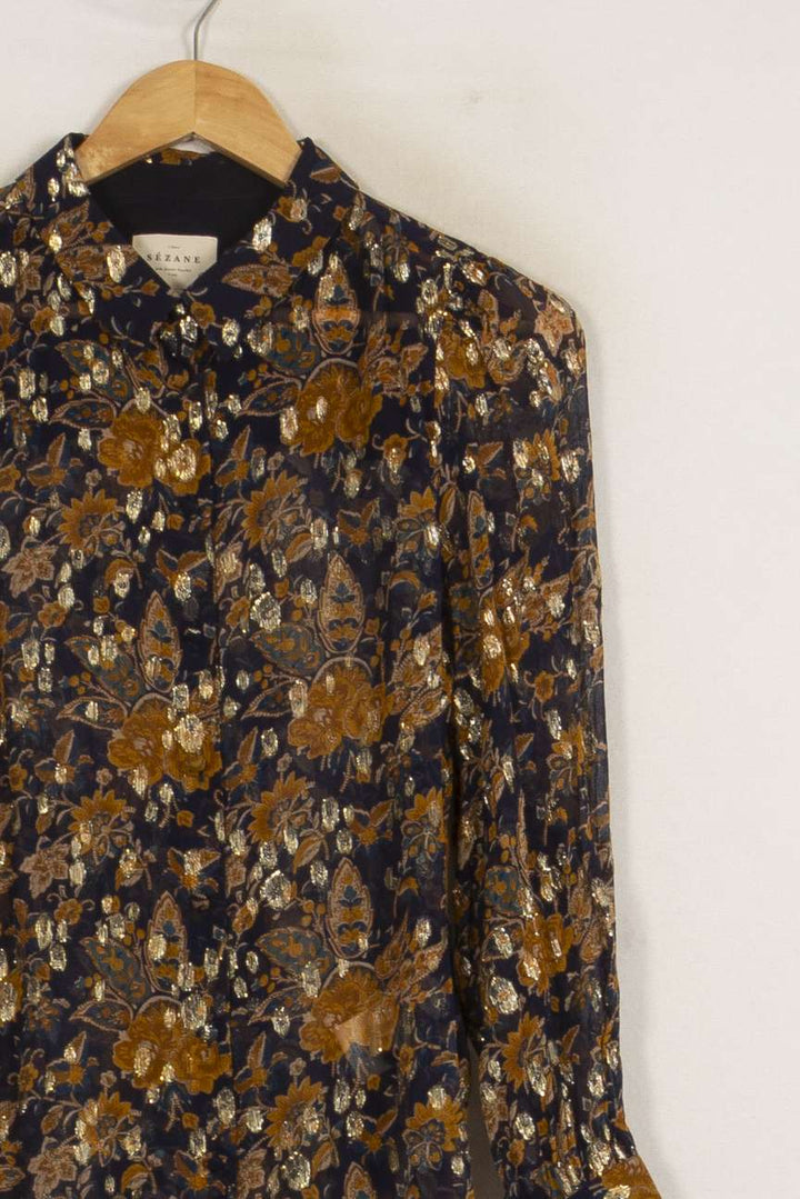 Chemise Fleurie Noire et Marron - Taille S/36 de la marque Sézane | PARAD50569 - Vendu par Paradigme - Image 3
