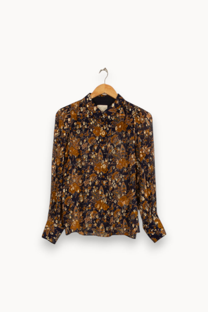 Chemise Fleurie Noire et Marron - Taille S/36 de la marque Sézane | PARAD50569 - Vendu par Paradigme - Image 2