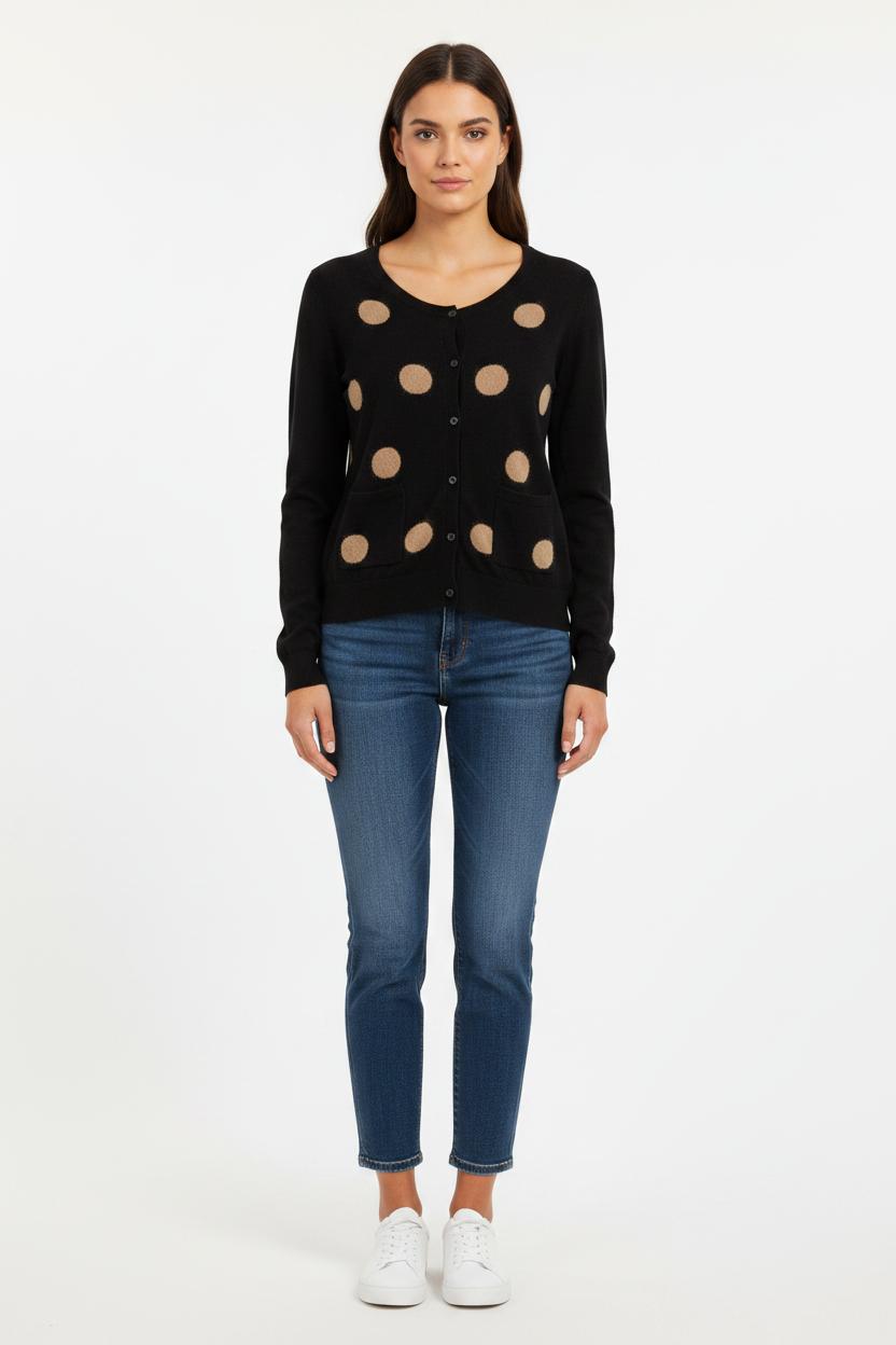 Cardigan Noir et Beige - Taille L/40
