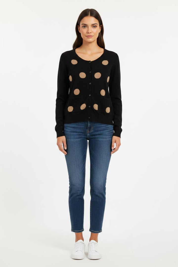 Cardigan Noir et Beige - Taille L/40