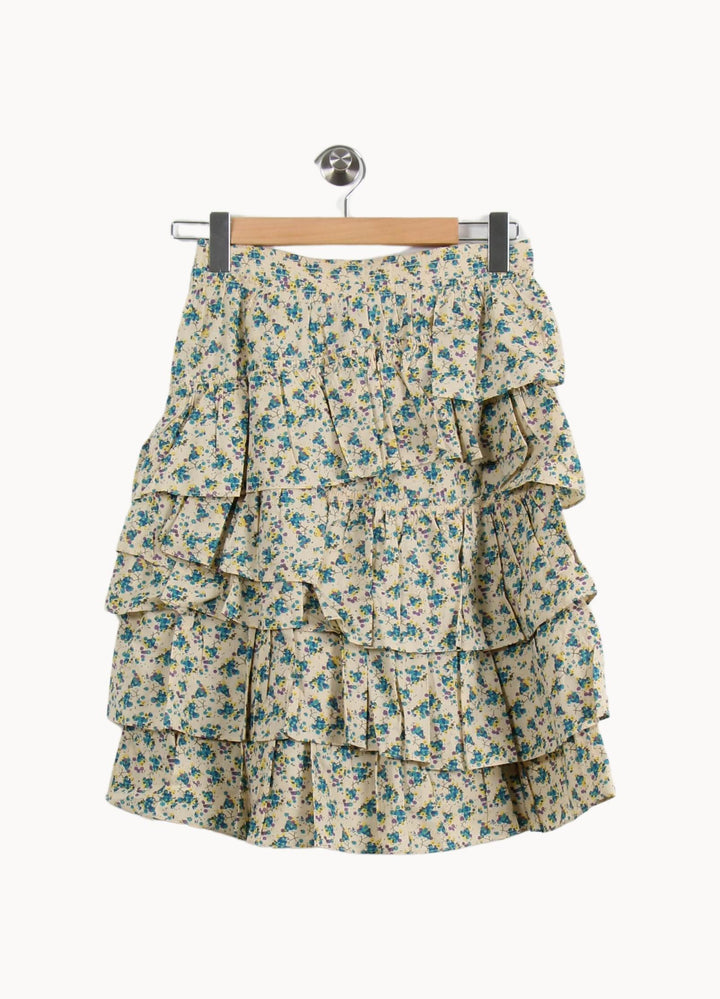 Jupe Volantée Écrue à Fleurs Bleues - Taille S/36 de la marque Zadig&Voltaire | PARAD50597 - Vendu par Paradigme - Image 4